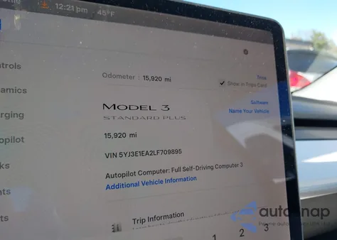 2020 Tesla Model 3 Standard Range Plus Rear-Wheel Drive/Standard Range Rear-Wheel Drive z USA, uszkodzony, nr VIN 5YJ3E1EA2LF709895
